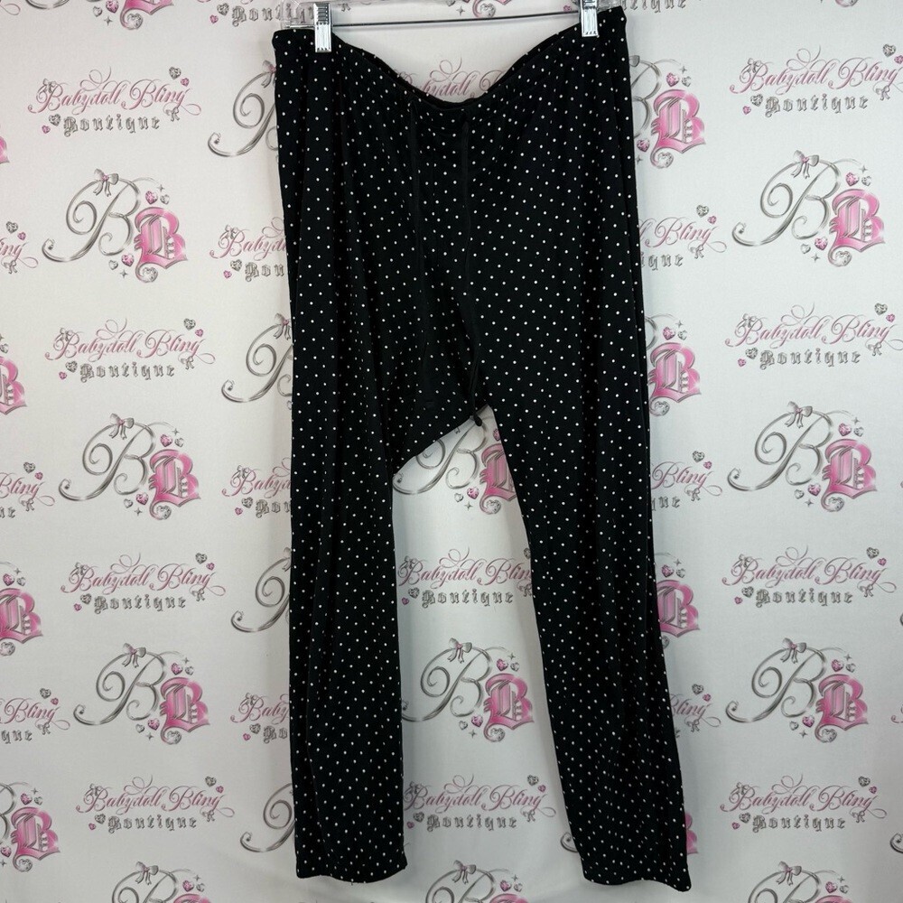La Vie En Rose pan, loungewear, polkadot dotted, tie up, Black and White